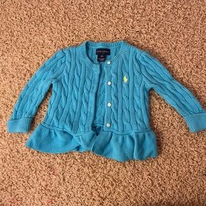 Ralph Lauren Infant Cable-Knit Cotton Peplum Cardigan